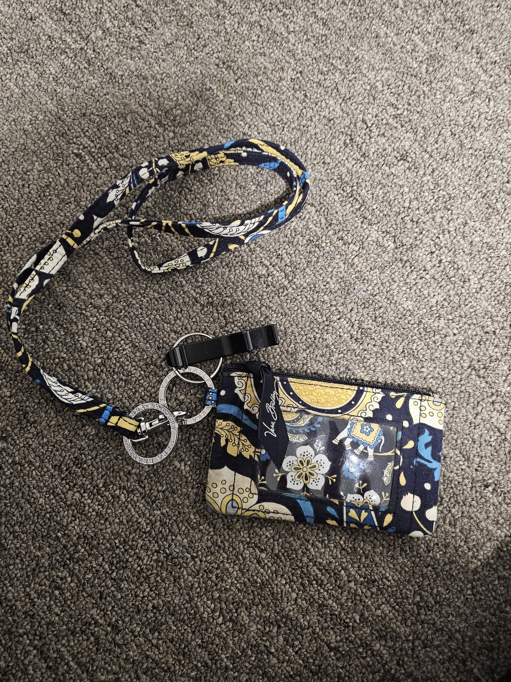 Vera Bradley Navy, Yellow and Blue Floral Lanyard Card Holder